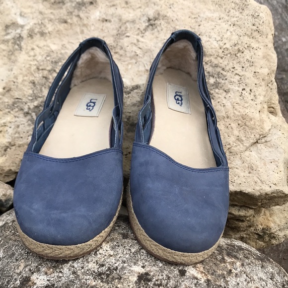 COPY - UGG WOVEN SIDES BLUE FLATS. Size 9 - Picture 2 of 8